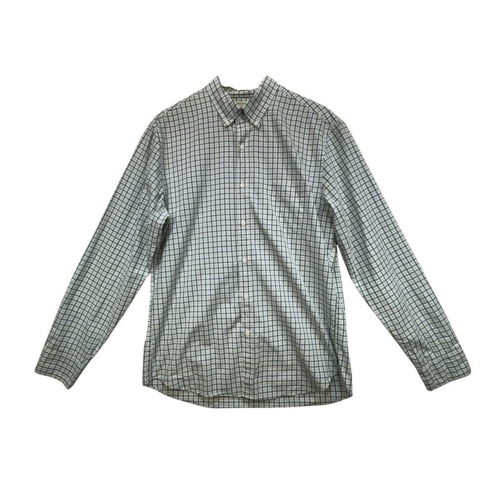 J. Crew Mens Secret Wash Button Down Shirt  Size L Blue Gingham Lightweight
